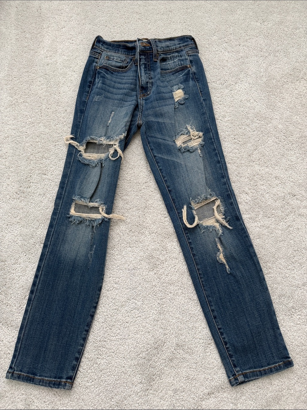 eunina Distressed Medium Blue Skinny Jeans